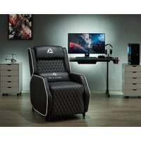Delta Gaming Recliner Armchair with Footrest Office, Desk, Computer Chair for Gaming, Black With White Trim