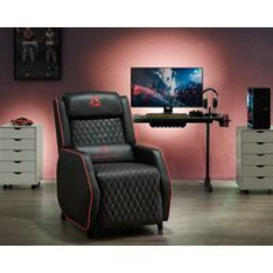 Delta Gaming Recliner Armchair with Footrest Office, Desk, Computer Chair for Gaming, Black With Red Trim