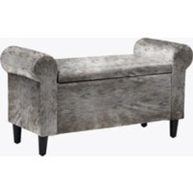 Highgrove Crushed Silver Velvet Ottoman with Storage