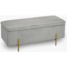 Grey Velvet Lola Ottoman - Stylish Upholstered Storage Bench | Furniture Co.