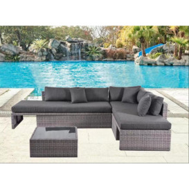 Mina Adjustable L-Shape Garden Sofa Set, Grey