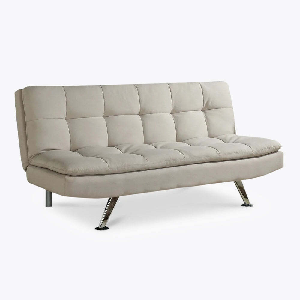 Kingston Fabric Sofa Bed with Chrome Legs, Cream Fabric