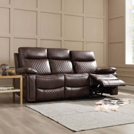 Carson 3 Seater Electric Recliner Sofa, Brown Faux Leather