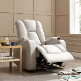 Hannah 1 Seater Electric Recliner Armchair, Light Grey Air Leather