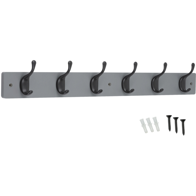 Headbourne Grey and Black 6 Hook Coat Rail - image 1