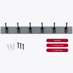 Headbourne Grey and Black 6 Hook Coat Rail - thumbnail 3