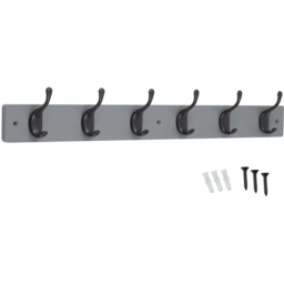 Headbourne Grey and Black 6 Hook Coat Rail - thumbnail 1