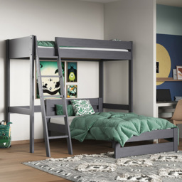 Noomi Tera Grey Single L Shaped High Sleeper with Small Double Bed - thumbnail 1