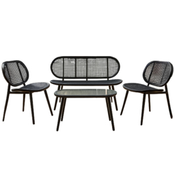 Home Republic Capri Black 4 Seater Garden Bench Set - thumbnail 2
