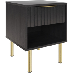 GFW Nervata Single Drawer Single Shelf Black Lamp Table - thumbnail 2