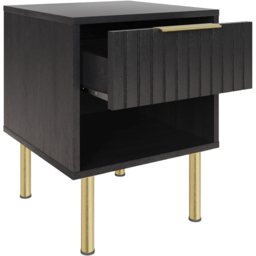 GFW Nervata Single Drawer Single Shelf Black Lamp Table - thumbnail 4