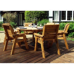 Charles Taylor Solid Wood 6 Seater Round Outdoor Dining Set with Red Cushions - thumbnail 4