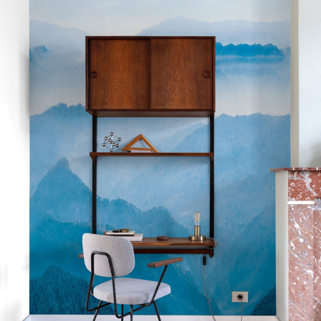 Grandeco Blue Misty Mountain Landscape 3 Panel Wall Mural - image 1