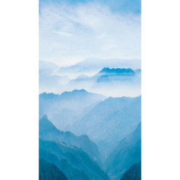 Grandeco Blue Misty Mountain Landscape 3 Panel Wall Mural - thumbnail 3