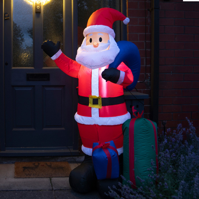 St Helens Christmas Inflatable LED Santa Claus with Presents Decoration 154cm - image 1
