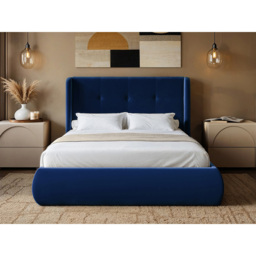 SOLACE+CO Monte Midnight Double Velvet Ottoman Bed with Winged Button Headboard - thumbnail 4