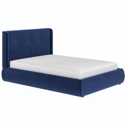 SOLACE+CO Monte Midnight Double Velvet Ottoman Bed with Winged Button Headboard - thumbnail 2