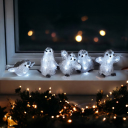 Xmas Haus 5 Piece LED Acrylic Penguin Decoration Set - thumbnail 1