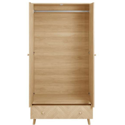 Birlea Herringford 2 Door Single Drawer Oak Wardrobe - thumbnail 3