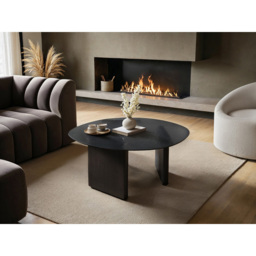 SOLACE+CO Emil Black Glass Round Coffee Table - thumbnail 4