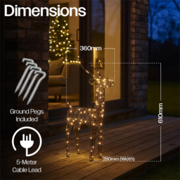 Xmas Haus 200 Warm White LED Black Deer Christmas Decoration 2ft - thumbnail 3
