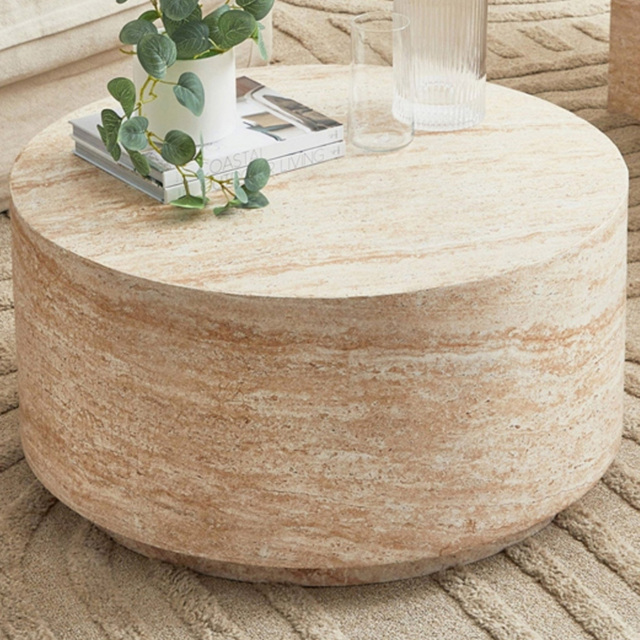 Desser Pisa Travertine Effect Round Coffee Table - image 1