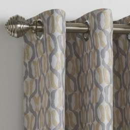 Alan Symonds Bourne Ring Top Eyelet Curtains Ochre 168 x 229cm - thumbnail 2