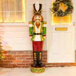 The Christmas Centre Traditional Red White and Green LED Light Nutcracker Soldier 5.5ft - thumbnail 2
