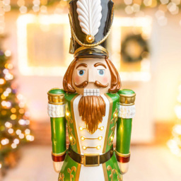 The Christmas Centre Traditional Red White and Green LED Light Nutcracker Soldier 5.5ft - thumbnail 3