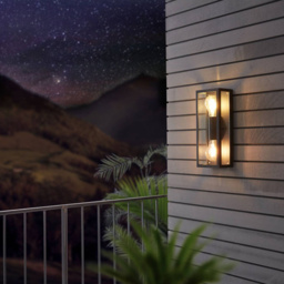 EGLO Alamonte1 2 Light Black Rectangular Caged Exterior Wall Light - thumbnail 2