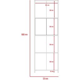 Dallas 2 Door 4 Shelf White and Carbon Grey Bookcase - thumbnail 4