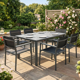 Outsunny Grey 6 Seater Acacia Wood Garden Dining Set - thumbnail 2