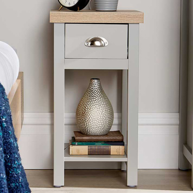 Home Source Avon Grey Single Drawer Bedside Table Unit - image 1