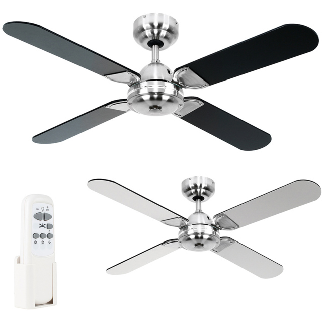 ValueLights Magnum Black and Chrome Reversible Ceiling Fan with Remote 42 inch - image 1