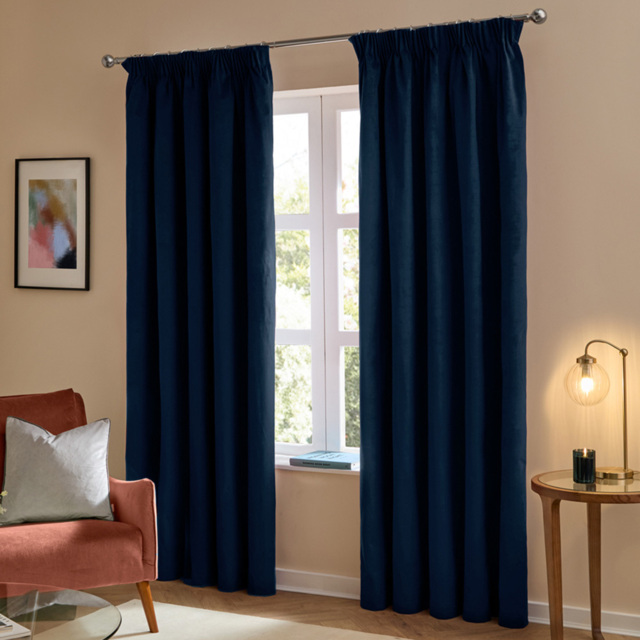 Furn The Ultimate Velvet Blackout Pencil Pleat Curtains Royal 229 x 183cm - image 1