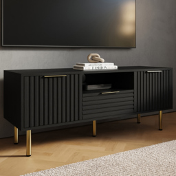 GFW Nervata Black 2 Door Single Drawer Single Shelf TV Unit