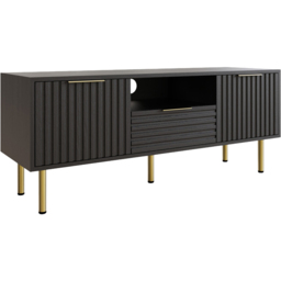 GFW Nervata Black 2 Door Single Drawer Single Shelf TV Unit - thumbnail 2
