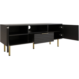 GFW Nervata Black 2 Door Single Drawer Single Shelf TV Unit - thumbnail 3
