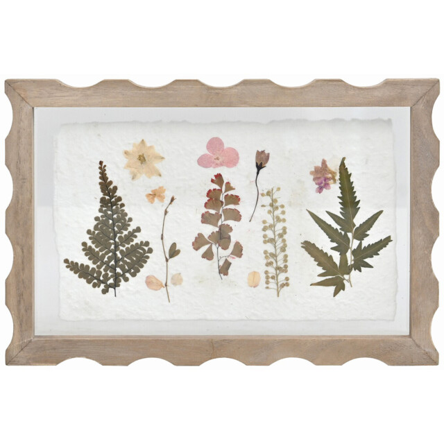 Botanical Dried Flowers Scalloped Art White - image 1