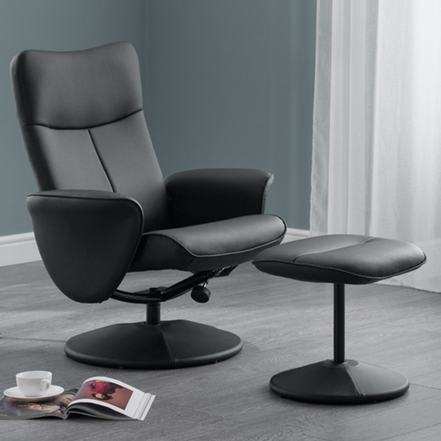 Julian Bowen Lugano Black Faux Leather Recliner Chair with Footrest - image 1