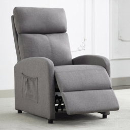 Grey Linen Fabric Recliner Adjustable Armchair