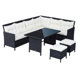 Outsunny 6PC Rattan Dining Set Black - thumbnail 2