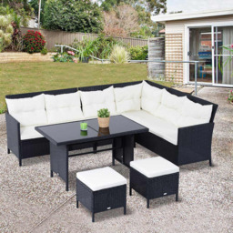 Outsunny 6PC Rattan Dining Set Black - thumbnail 1