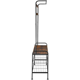 tectake Wichita 3 Tier 9 Hook Dark Wood Rustic Coat and Shoe Rack - thumbnail 3