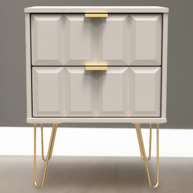 Crowndale Cube 2 Drawer Matt Kashmir Bedside Table Ready Assembled - image 1