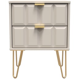 Crowndale Cube 2 Drawer Matt Kashmir Bedside Table Ready Assembled - thumbnail 3