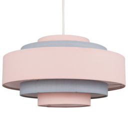 ValueLights Hampshire 5-Tier Dusky Pink and Grey Fabric Pendant Lamp Shade