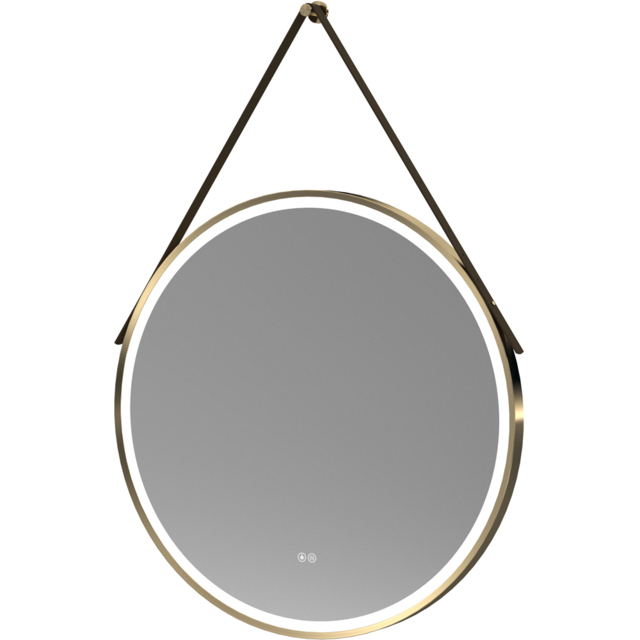 nuie Brushed Brass Round Illuminated Mirror 800mm - image 1