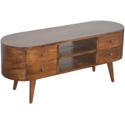 Artisan Furniture Chestnut 4 Drawer 2 Shelf Mango Wood Rounded Entertainment Unit - thumbnail 4
