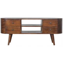 Artisan Furniture Chestnut 4 Drawer 2 Shelf Mango Wood Rounded Entertainment Unit - thumbnail 2